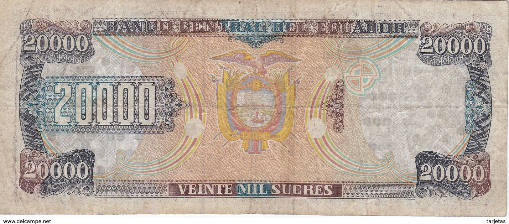 BILLETE DE ECUADOR DE 20000 SUCRES DEL 5 DE OCTUBRE DEL AÑO 1998 (BANKNOTE) - Ecuador