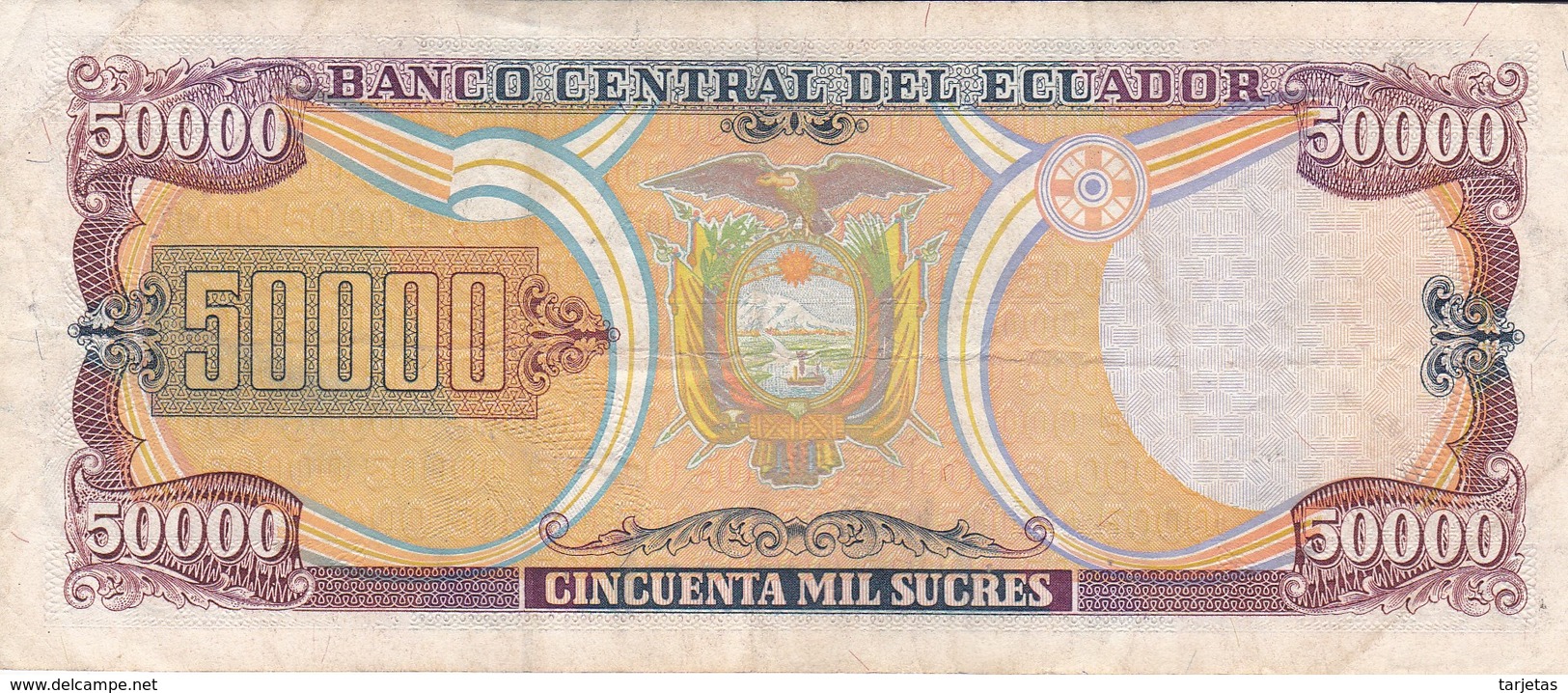 BILLETE DE ECUADOR DE 50000 SUCRES DEL 10 DE MARZO DEL AÑO 1999 (BANKNOTE) - Ecuador