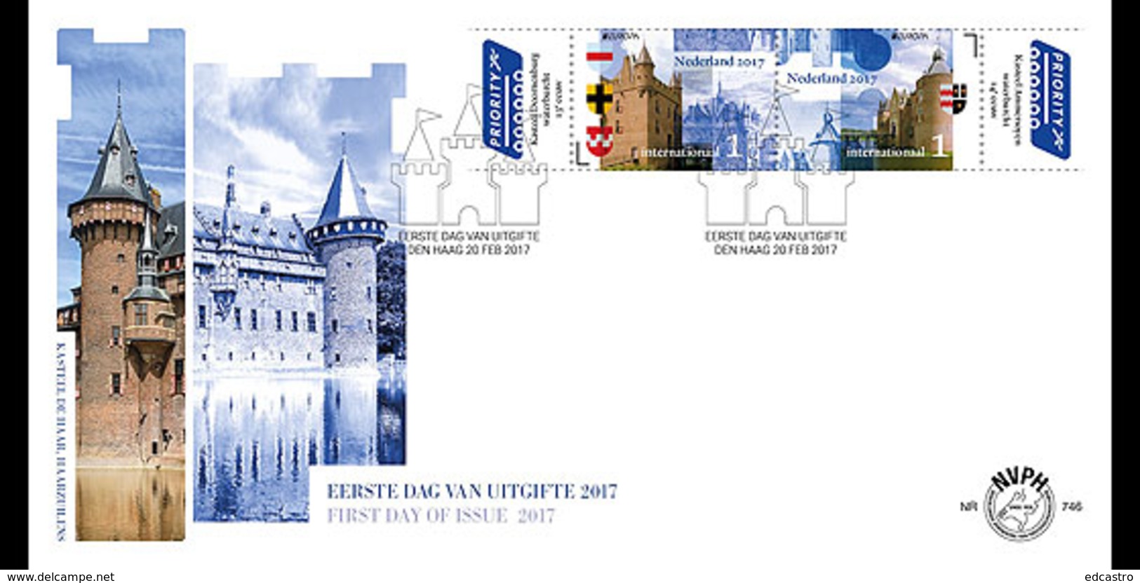 HOLLAND NETHERLANDS 2017 FDC Europa 2017 - Castles - FDC