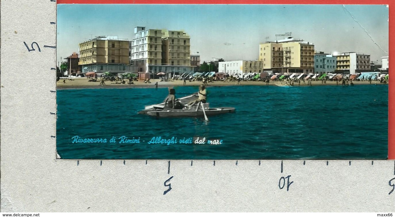 MINI CARTOLINA VG ITALIA - RIVAZZURRA DI RIMINI - Alberghi Visti Dal Mare - 7 X 14 - ANN. 196? - Rimini