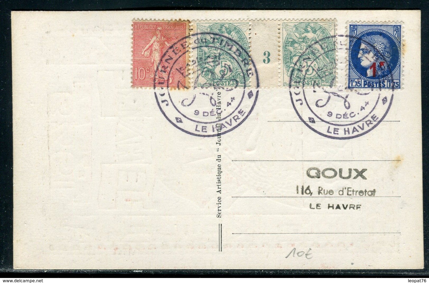 France  - Oblitération Et Carte De La Journée Du Timbre Au Havre En 1944  -  Ref A26 - 1921-1960: Periodo Moderno