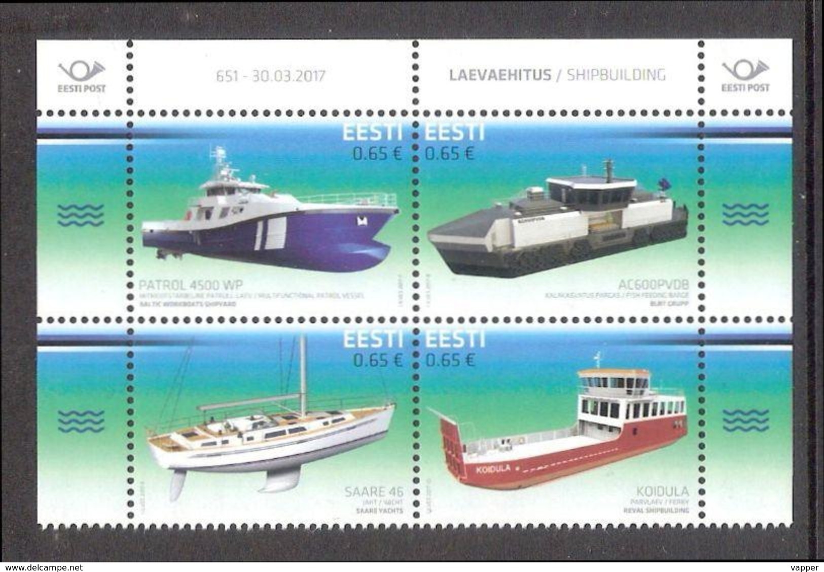 Centenary Of Estonia - Innovation Shipbuilding 2017 MNH 4 Stamps With Issue Number Mi 884-87Zd - Estonie