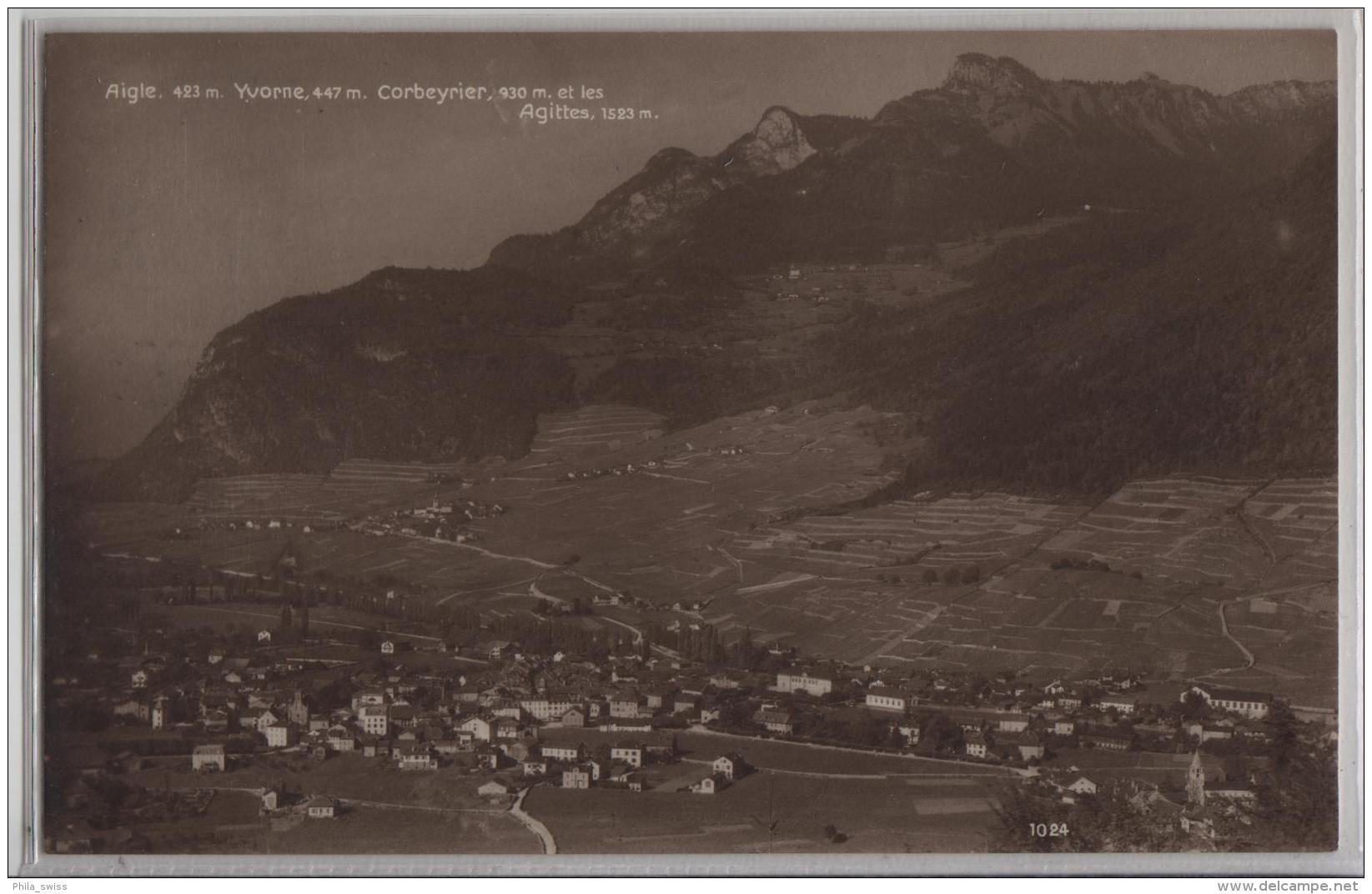 Aigle (423 M) Xvorne (447 M) Corbeyrier (930 M) Et Les Agittes (1523 M) - Photo: Perrochet- Matile No. 1024 - Corbeyrier