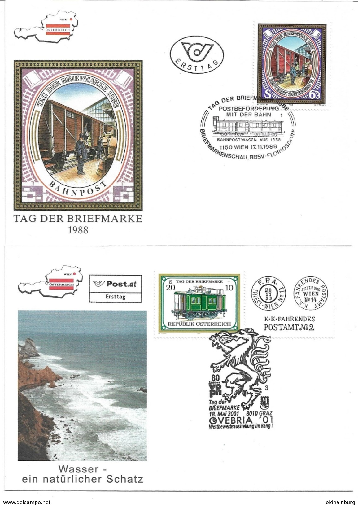 1404h: Eisenbahn- Zuschlagsmarken Tag Der Briefmarke: 2 Gute Belege - Eisenbahnen