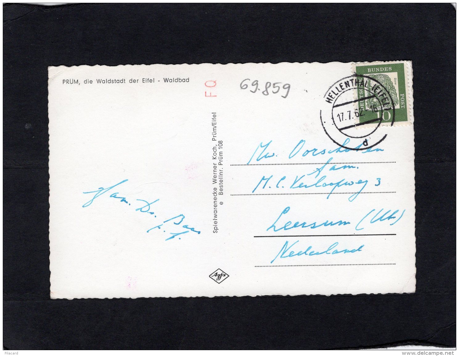 69859    Germania,   Prum,  Die Waldstadt Der Eifel,  Waldbad,  VG  1962 - Pruem