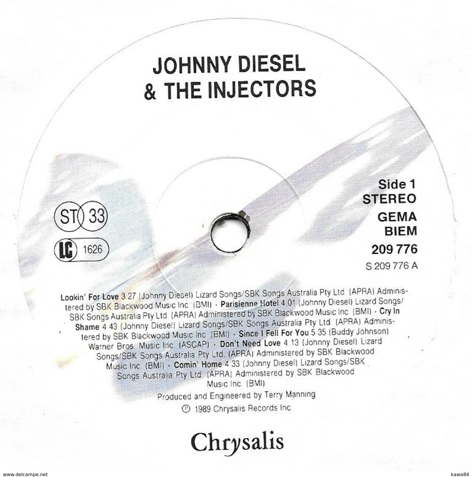 LP 33 RPM (12")  Johnny Diesel & The Injectors  "  Lookin' For Love  "  Allemagne - Rock