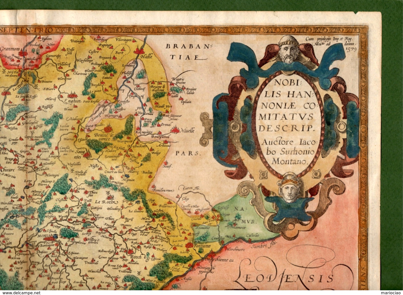 ST-BE ORTELIUS 1579 Nobilis Hannoniae Comitatus BELGE HAINAUT 52x40 - Estampes & Gravures