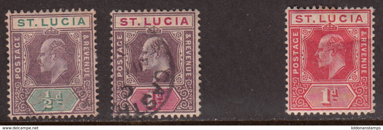 St Lucia 1904-10 Mint Mounted/ Cancelled, Wmk Multi Crown CA, See Notes, Sc# / SG 65, 66, 67 - St.Lucia (...-1978)