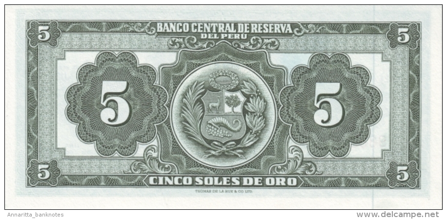 PERU 5 SOLES DE ORO 1966 P-83a UNC  [ PE083a4 ] - Pérou