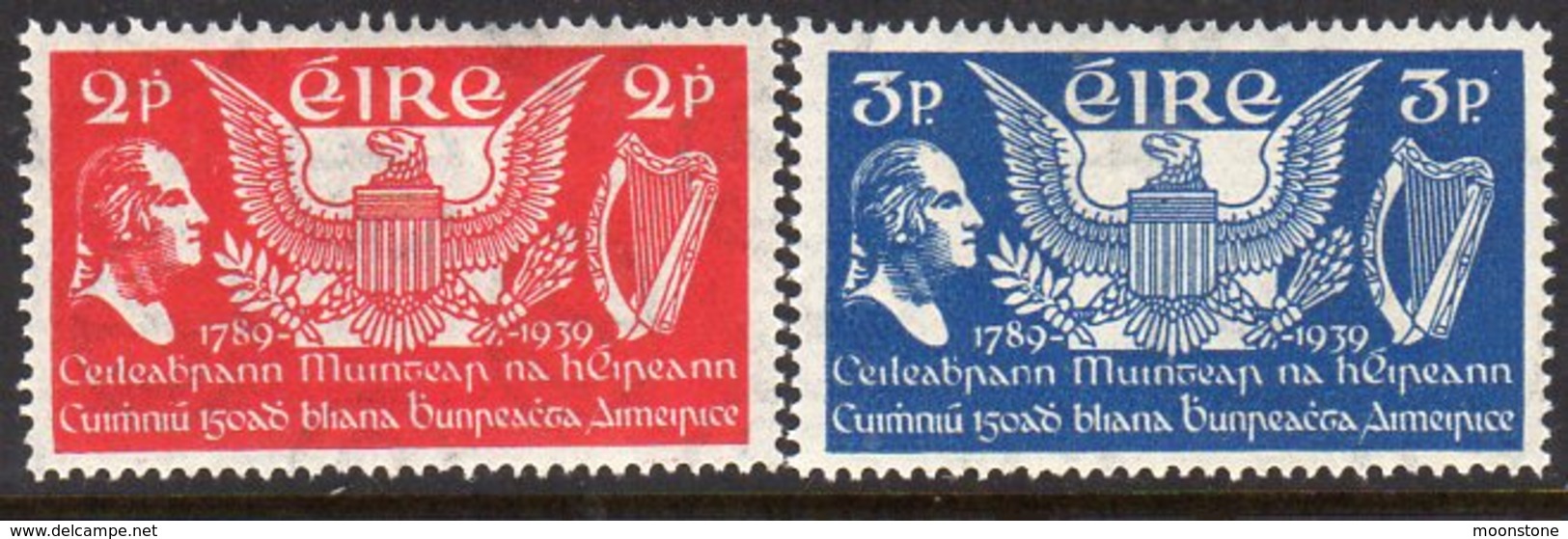 Ireland 1939 150th Anniversary Fo US Constitution Set Of 2, Lightly Hinged Mint, SG 109/10 - Neufs