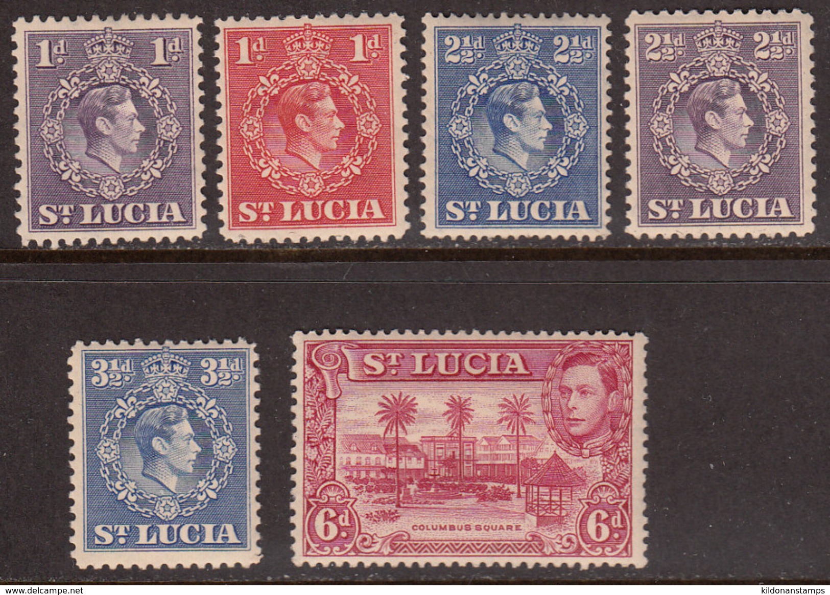 St Lucia 1938-48 Mint Mounted Sc# / SG 129a,129b,132,132b,133b,134 (perf 13.5) - Ste Lucie (...-1978)