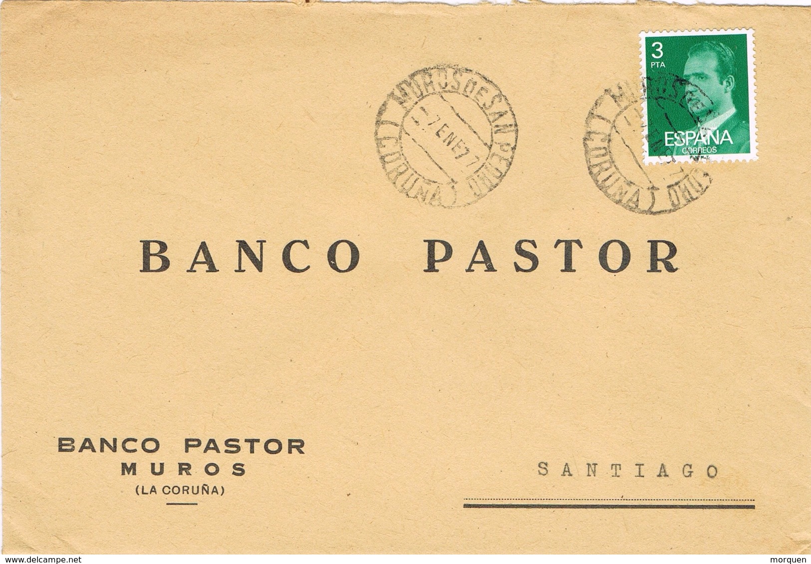 24037. Carta MUROS De SAN PEDRO (Coruña) 1977. Banco Pastor - Cartas & Documentos