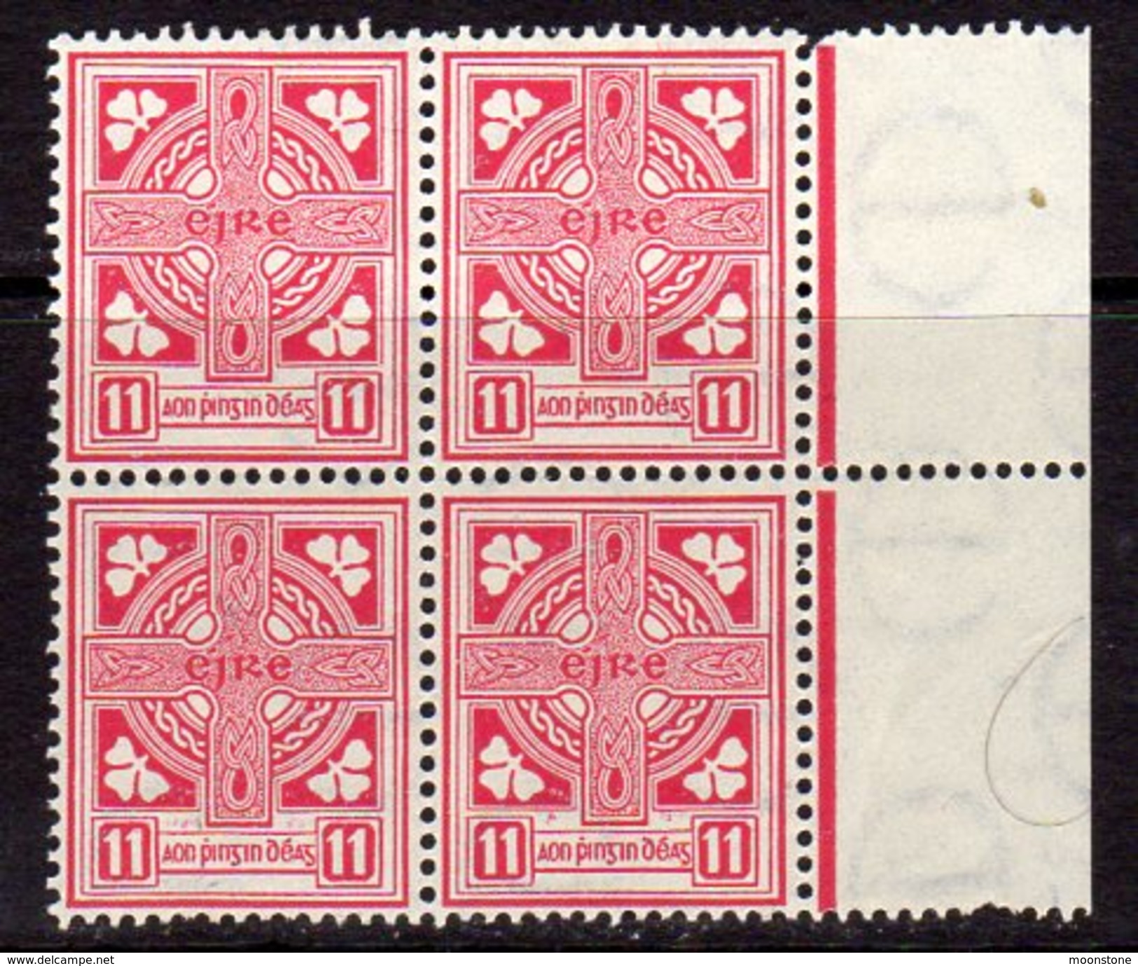 Ireland 1940-68 11d Definitive, Marginal Block Of 4, E Wmk., MNH, SG 121b - Unused Stamps