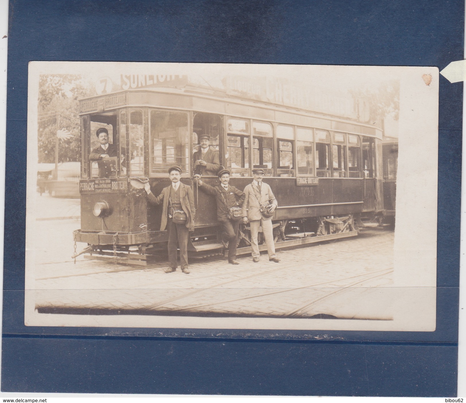 LYON   ( 69 )  CARTE PHOTO Du Tramway Et Son équipage  - PERRACHE  -  BROTTEAUX     1912 - Other & Unclassified