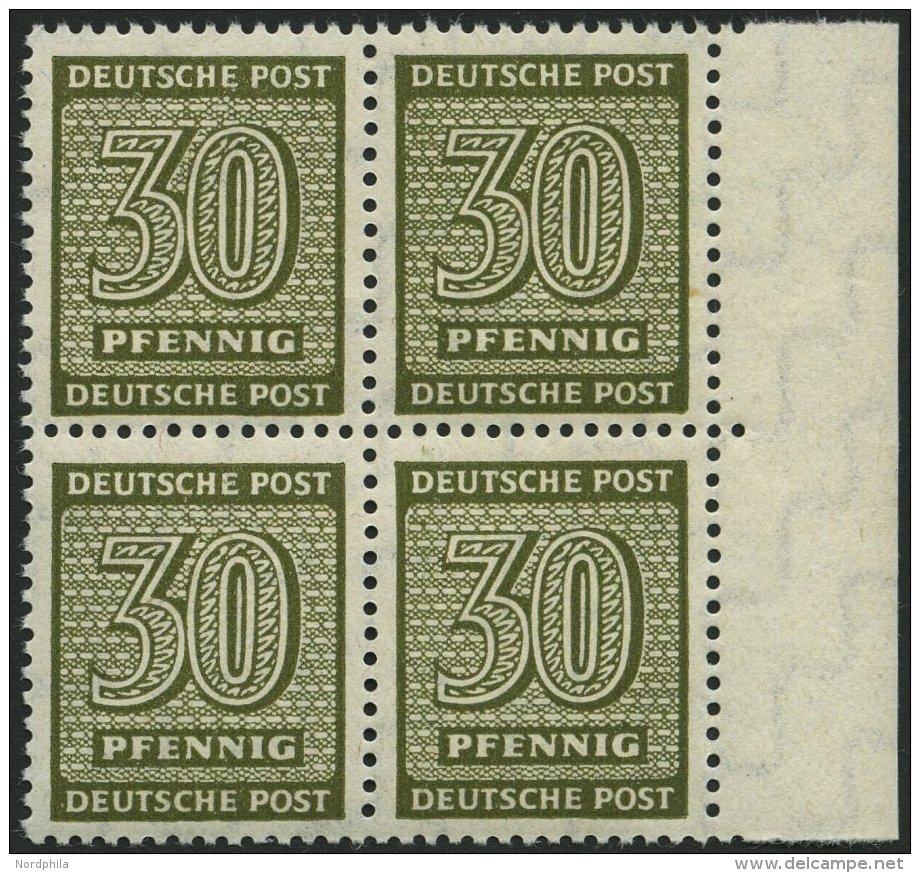 WEST-SACHSEN 135Xa VB **, 1945, 30 Pf. Br&auml;unlicholiv, Wz. 1X, Im Randviererblock, Pracht, Gepr. Dr. Jasch, Mi. 880. - Other & Unclassified