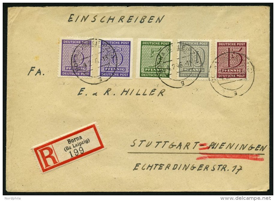 WEST-SACHSEN 131Xa,133Xb BRIEF, 1945, 10 Pf. Grau Und 15 Pf. Lebhaftbraunkarmin, Wz. 1X, Mit Zusatzfrankatur Auf Einschr - Autres & Non Classés