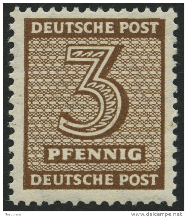 WEST-SACHSEN 126Yb **, 1948, 3 Pf. Dunkelockerbraun, Wz. 1Y, Pracht, Gepr. Str&ouml;h, Mi. 160.- - Other & Unclassified