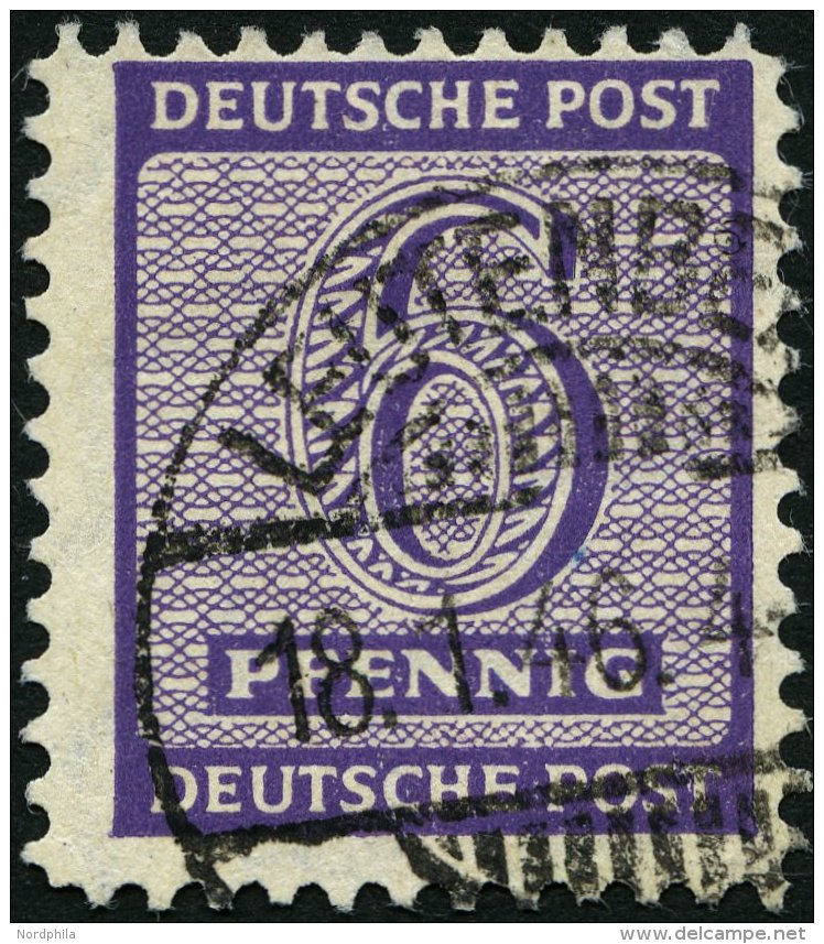 WEST-SACHSEN 117BaX O, 1945, 6 Pf. Grauviolett Ro&szlig;wein, Gez&auml;hnt L 111/4-111/2, Wz. 1X, Pracht, Gepr. Str&ouml - Autres & Non Classés