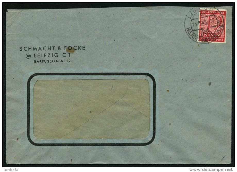 WEST-SACHSEN 119Y BRIEF, 1945, 12 Pf. Lebhaftkarminrot, Wz. 1Y, Auf Fensterumschlag, Pracht - Autres & Non Classés