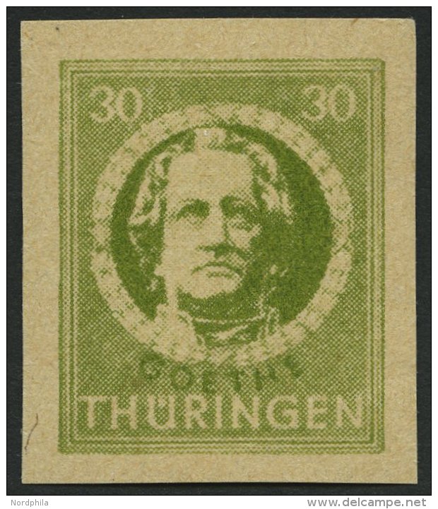 TH&Uuml;RINGEN 99V1 **, 1945, Versuchsdruck: 30 Pf. Dunkelolivgr&uuml;n, Pracht, Gepr. Sturm, Mi. 100.- - Sonstige & Ohne Zuordnung