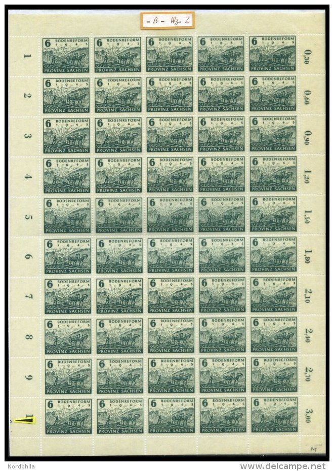 PROVINZ SACHSEN 90/1 **, 1946, Bodenreform Auf Zigarettenpapier, Gro&szlig;e Bogensammlung Von &uuml;ber 200 Vollst&auml - Other & Unclassified