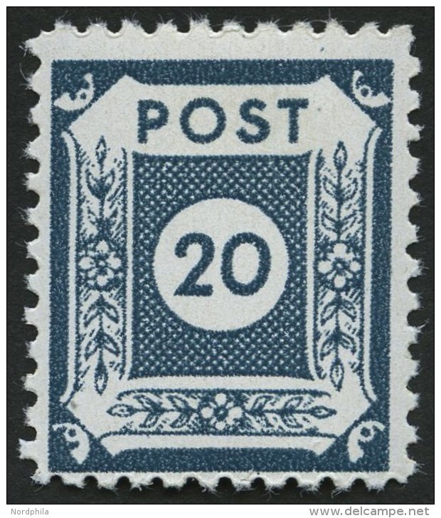 OST-SACHSEN 48cF **, 1945, 20 Pf. Schw&auml;rzlichblaugrau Klotzsche, Gez&auml;hnt L 10 3/4, Pracht, Mi. 250.- - Sonstige & Ohne Zuordnung