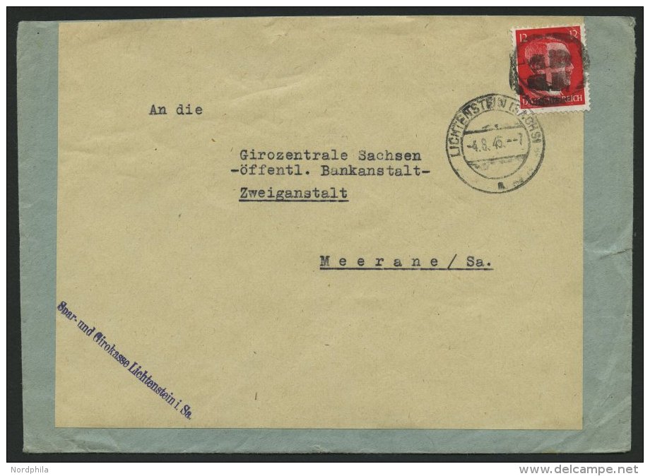 S&Auml;CHSISCHE SCHW&Auml;RZUNGEN AP 827I BRIEF, LICHTENSTEIN (SACHSEN), 12 Pf. Rot Auf Brief, Feinst - Sonstige & Ohne Zuordnung