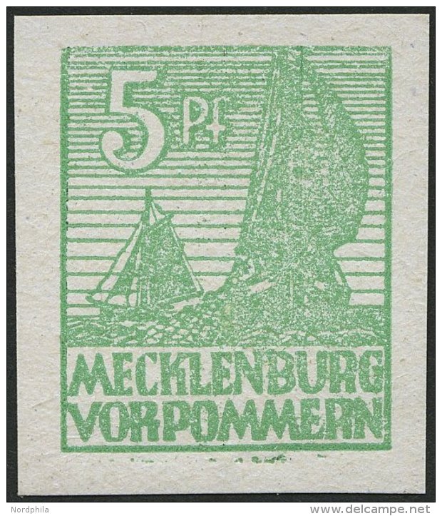 MECKLENBURG-VORPOMMERN 32xb **, 1946, 5 Pf. Mittelgr&uuml;n, Kreidepapier, Pracht, Gepr. Kramp, Mi. 240.- - Sonstige & Ohne Zuordnung