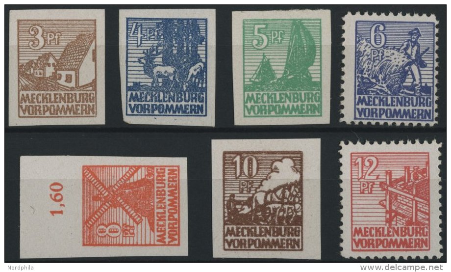 MECKLENBURG-VORPOMMERN 29-36x **, 1946, 3 - 12 Pf. Abschiedsserie, 1. Auflage, Prachtsatz (7 Werte), Mi. 150.- - Sonstige & Ohne Zuordnung