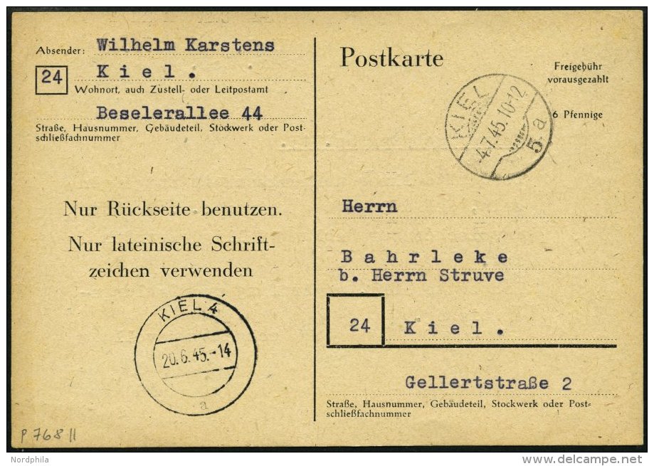 ALL. BES. AUFBRAUCHAUSGABEN P 768II BRIEF, 1945, 6 Pfe. Schwarz Auf Hells&auml;misch, Type II, Pracht, Mi. 100.- - Sonstige & Ohne Zuordnung