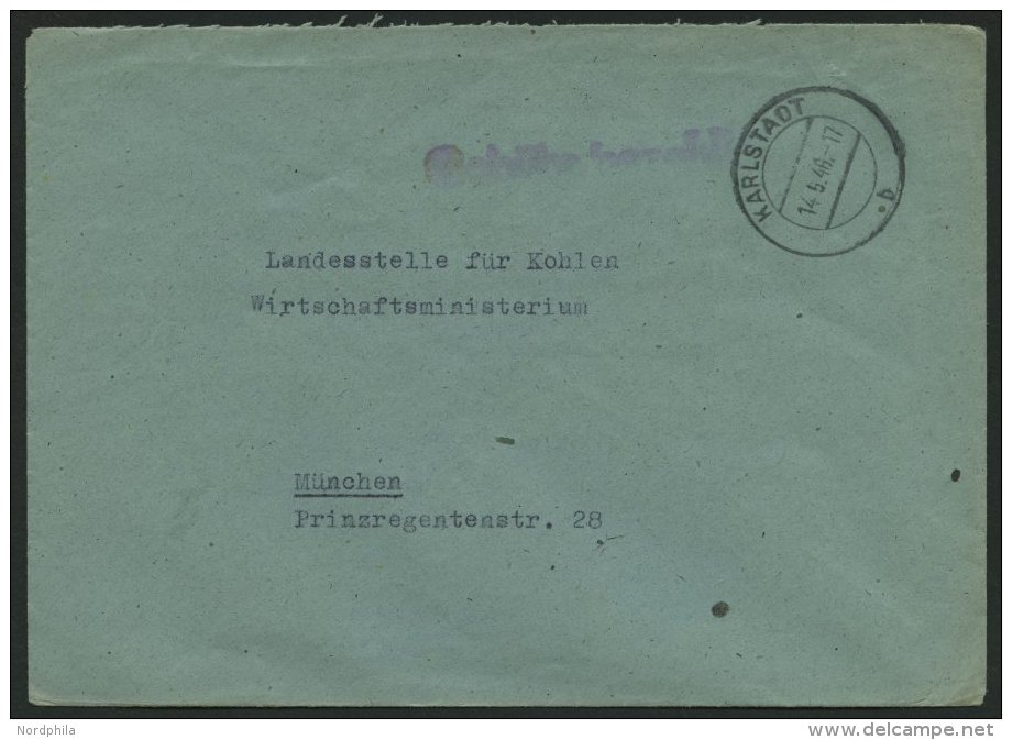 ALL. BES. GEB&Uuml;HR BEZAHLT KARLSTADT, 14.5.46, L1 Geb&uuml;hr Bezahlt, Brief Feinst - Sonstige & Ohne Zuordnung