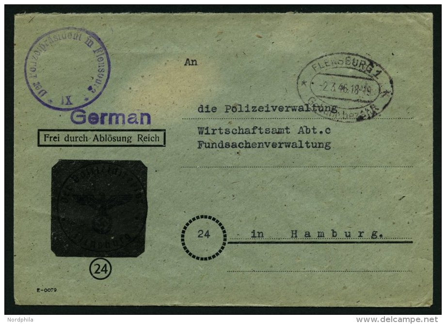 ALL. BES. GEB&Uuml;HR BEZAHLT FLENSBURG 1 Geb&uuml;hr Bezahlt, 2.3.46, Ellipsenstempel, Bedarfsbrief, Feinst - Sonstige & Ohne Zuordnung