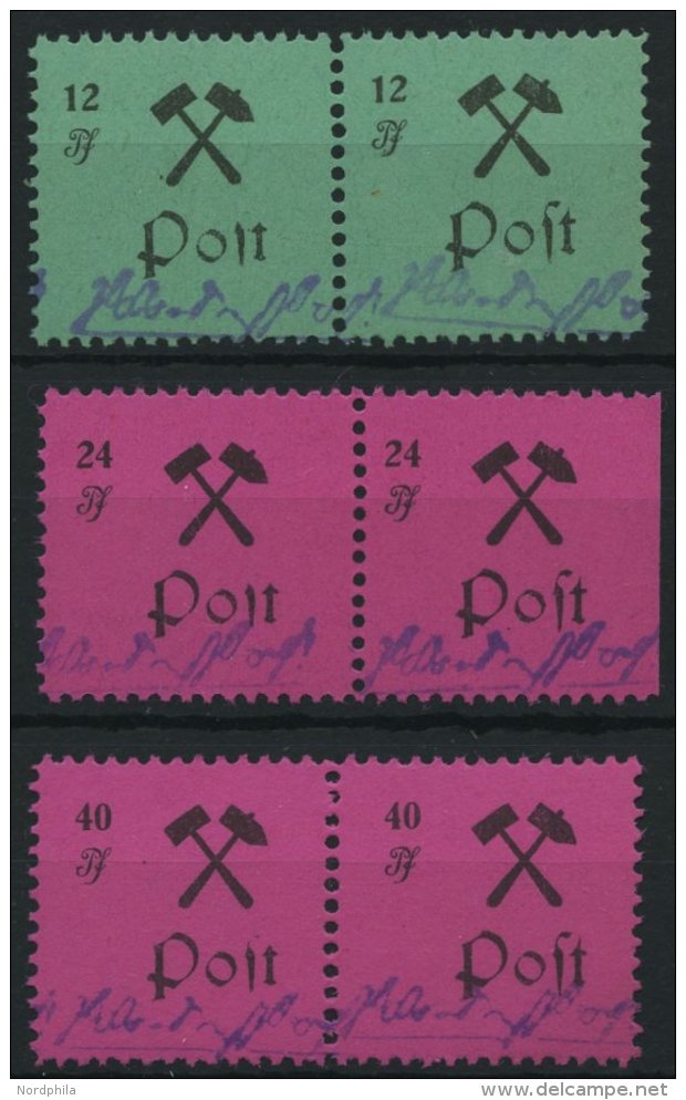 GROSSR&Auml;SCHEN 25-27IPFII **, 1945, 12 - 40 Pf., Type I, Je Mit Plattenfehler S Ohne Kopf (Feld 7), In Waagerechten P - Sonstige & Ohne Zuordnung