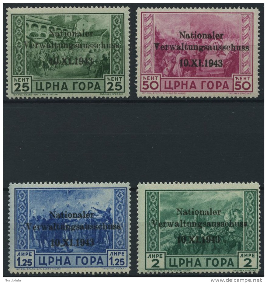 MONTENEGRO 20-28 **, 1944, Fl&uuml;chtlingshilfe, Teils Herstellungsbedingte Matte Gummierung, Prachtsatz, Mi. 450.- - Besetzungen 1938-45