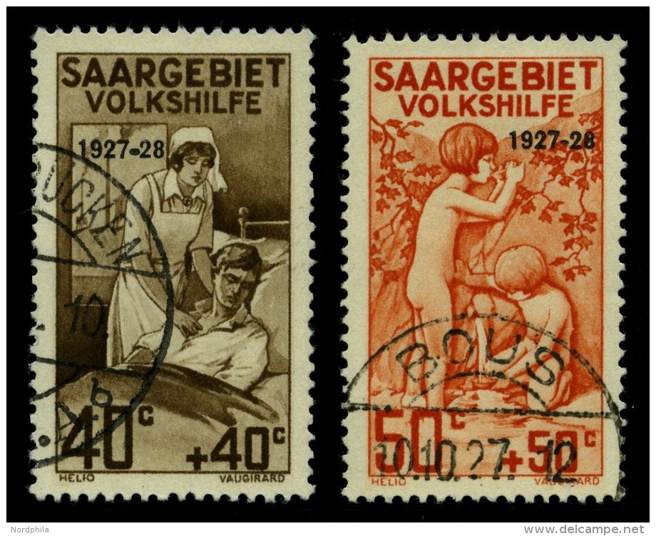 SAARGEBIET 123/4 O, 1927, 40 Und 50 Pf. Volkshilfe, 2 Prachtwerte, Gepr. Hoffmann BPP, Mi. 85.- - Other & Unclassified