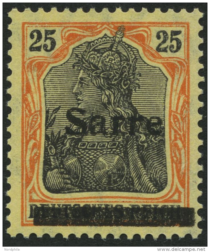 SAARGEBIET 9bI **, 1920, 25 Pf. Gelborange/schwarz Auf Gelbwei&szlig;, Pracht, Gepr. Braun, Mi. 90.- - Sonstige & Ohne Zuordnung