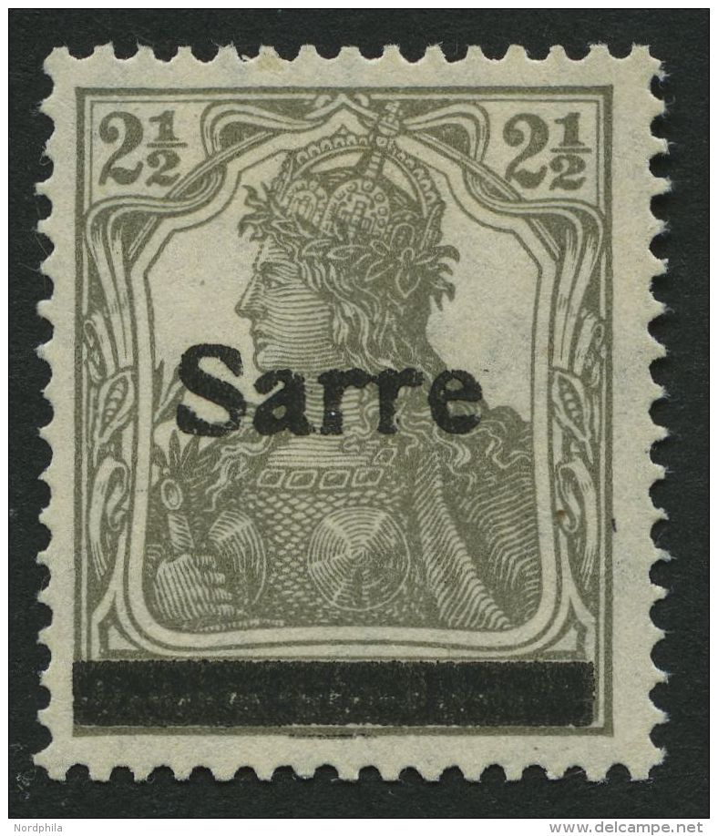 SAARGEBIET 2aII *, 1920, 21/2 Pf. Olivgrau, Type II, Falzrest, Pracht, Gepr. U.a. Burger, Mi. 650.- - Sonstige & Ohne Zuordnung