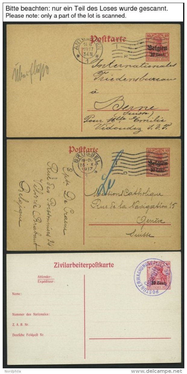 SAMMLUNGEN, LOTS 1914-18, 16 Verschiedene Ganzsachenkarten Und Ein Kartenbrief, Ungebraucht Und Gebraucht, Feinst/Pracht - Occupation 1914-18