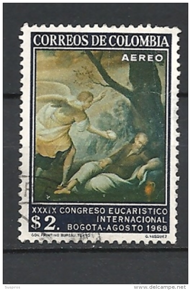 COLOMBIA  -  1968 Airmail - The 39th International Eucharistic Congress, Bogota  "Elijah's Dream" - Vasquez USED - Kolumbien