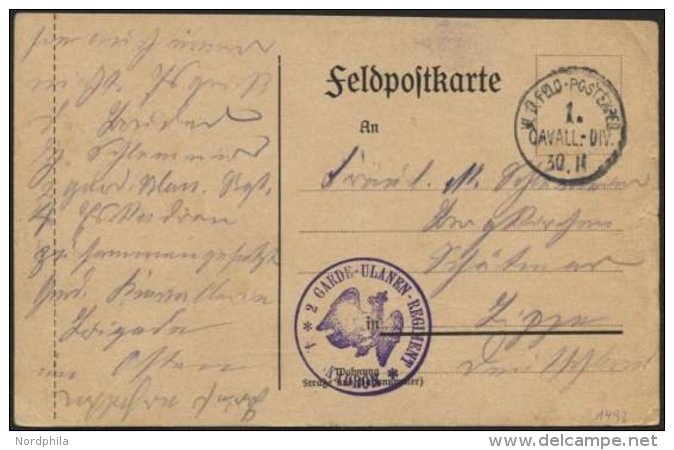 DT. FP IM BALTIKUM 1914/18 K.D. FELDPOSTEXP. DER 6. KAVALLERIE-DIV., 8.7.16, Auf Ansichtskarte (Mitau-Totalblick In Das - Lettland