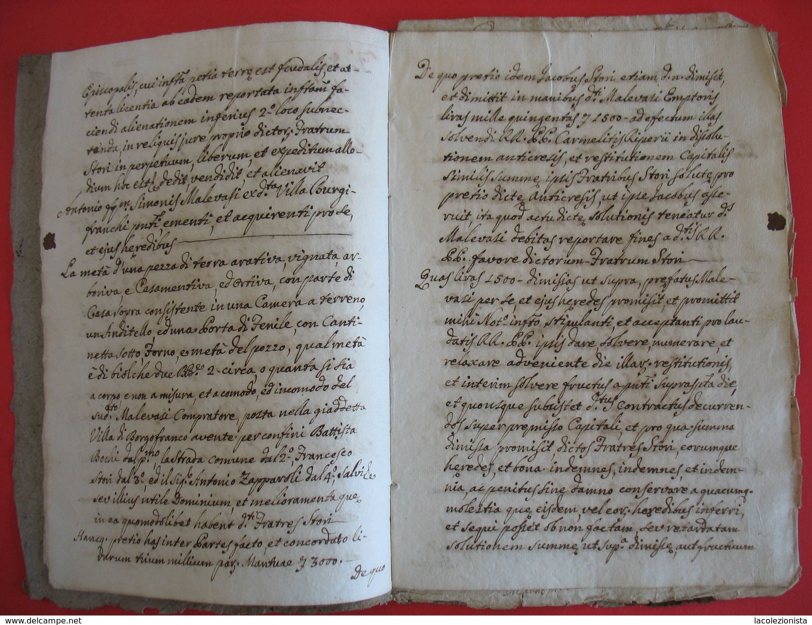 408/11  ATTO NOTARILE ROGITO COMPRA VENDITA MANTOVA 1779 SVARIATE PAGINE SCRITTURA IN LATINO VEDERE FOTO - Historical Documents