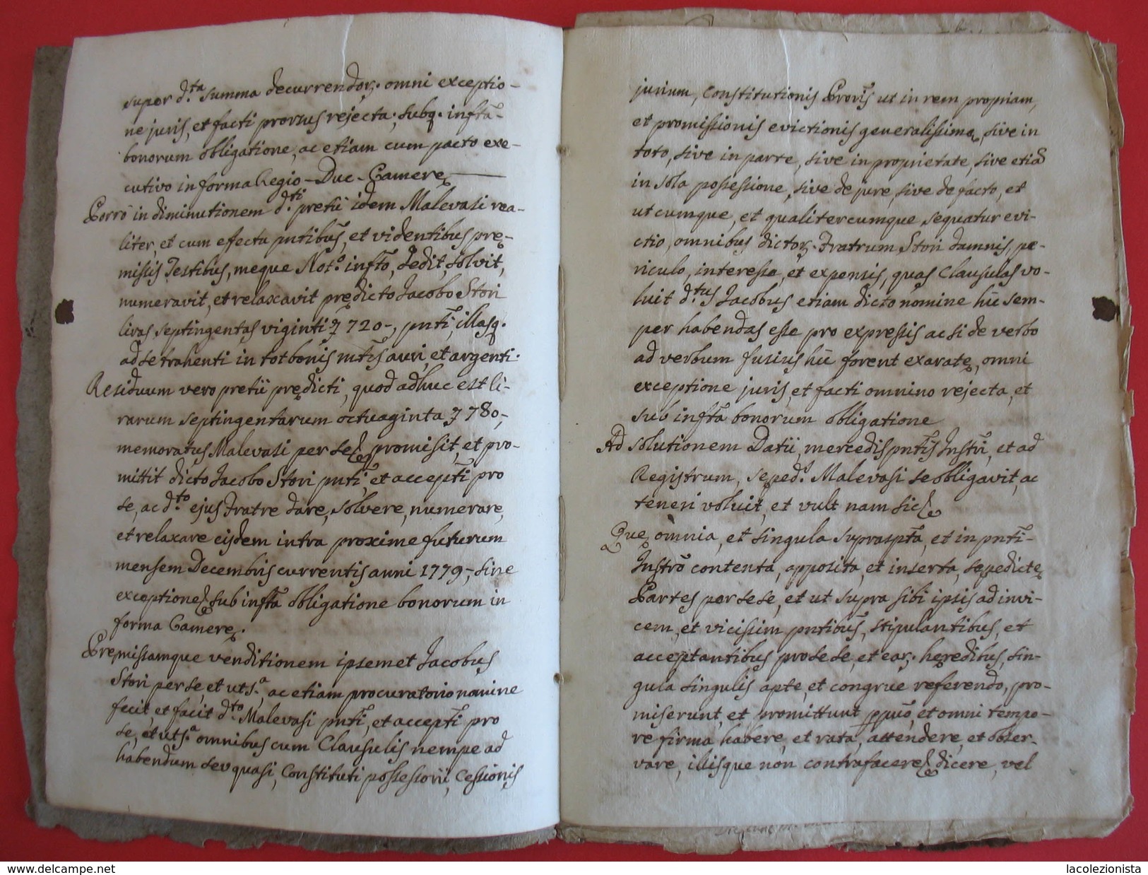 408/11  ATTO NOTARILE ROGITO COMPRA VENDITA MANTOVA 1779 SVARIATE PAGINE SCRITTURA IN LATINO VEDERE FOTO - Documenti Storici