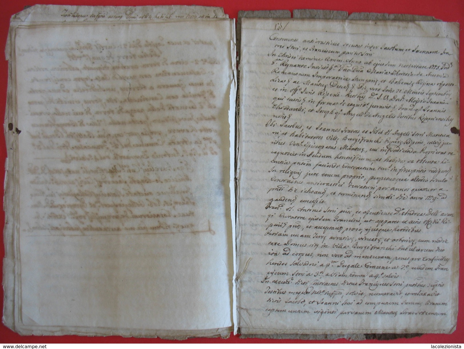 408/11  ATTO NOTARILE ROGITO COMPRA VENDITA MANTOVA 1779 SVARIATE PAGINE SCRITTURA IN LATINO VEDERE FOTO