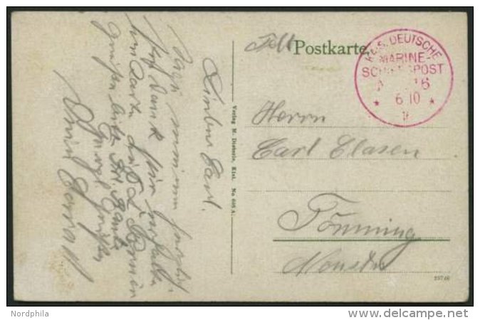 MSP VON 1914 - 1918 ?16 Roter Marinepoststempel, 6.10.1916, Feldpost-Ansichtskarte, Pracht - Maritime
