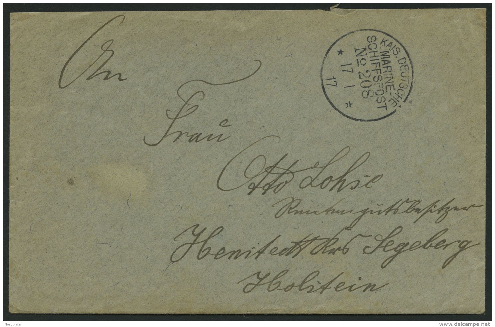 MSP VON 1914 - 1918 208 (Vorposten-Halbflottille WEST), 17.1.1917, Feldpostbrief Von Bord Eines Vorpostenbootes Der Halb - Schiffahrt