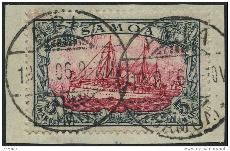 SAMOA 19 BrfStk, 1901, 5 M. Gr&uuml;nschwarz/br&auml;unlichkarmin, Ohne Wz., Prachtbriefst&uuml;ck, Signiert K&ouml;hler - Samoa