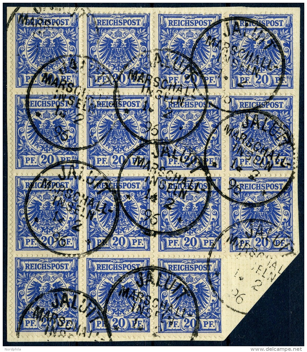 MARSHALL-INSELN V 48d BrfStk, 1896, 20 Pf. Violettultramarin Im 15er-Block Auf Leinenbriefst&uuml;ck, Stempel JALUIT 14. - Marshall Islands
