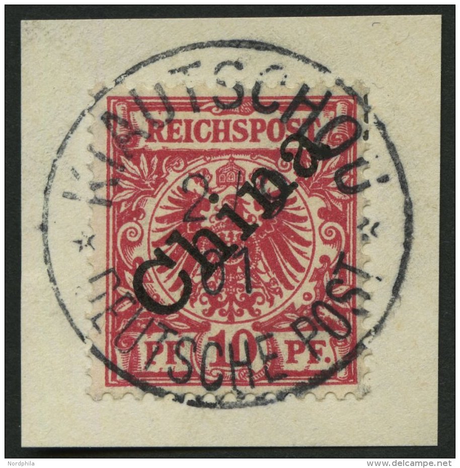 KIAUTSCHOU V 3I BrfStk, 1901, 10 Pf. Diagonaler Aufdruck, Idealer Stempel KIAUTSCHOU DP **, Kabinettbriefst&uuml;ck, R! - Kiautschou