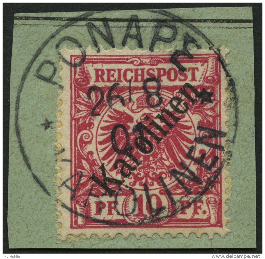 KAROLINEN 3I BrfStk, 1899, 10 Pf. Diagonaler Aufdruck, Prachtbriefst&uuml;ck, Gepr. J&auml;schke-L., Mi. (160.-) - Karolinen