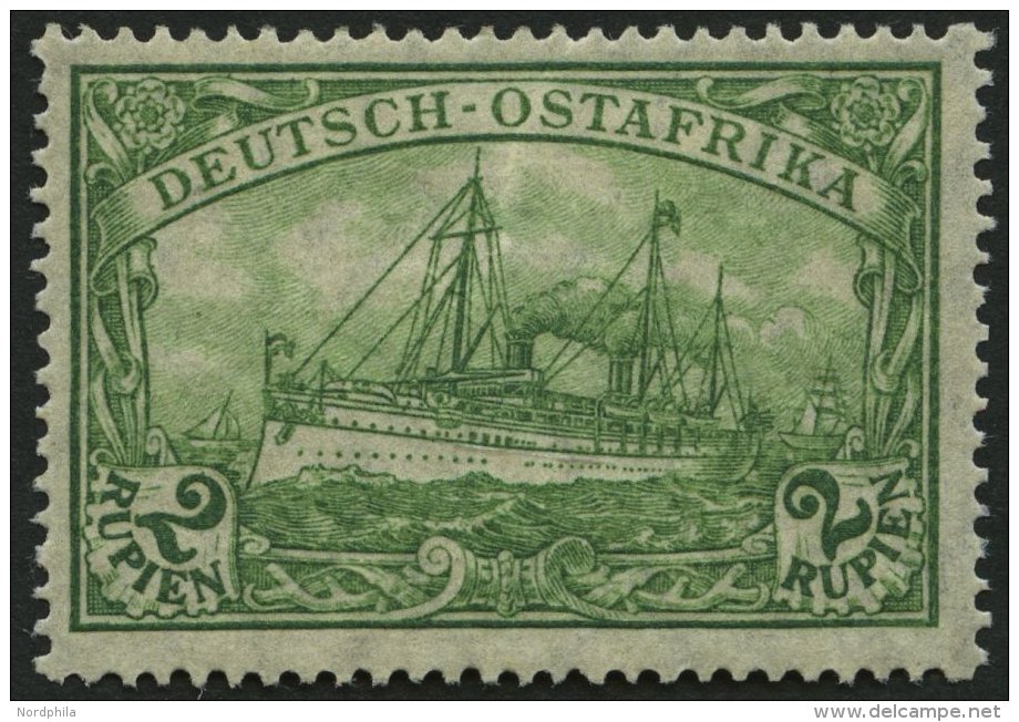 DEUTSCH-OSTAFRIKA A 38 *, 1920, 2 R. Dunkelsmaragdgr&uuml;n, Mit Wz., Falzrest, Pracht, Mi. 60.- - Deutsch-Ostafrika